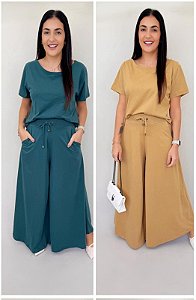 calça wide leg preta m (221)