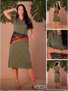 Vestido galão com botão g