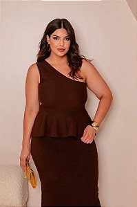 Peplum manga nula marrom