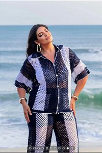 Conjunto gringa calça azul com branco