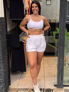 Short Sobreposto Eterno Branco Alto Giro