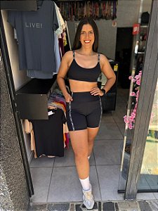 Bermuda Elástico Personalizado Preta Alto Giro