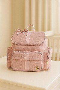 Mochila Maternidade Rosa / Rosa Bebe Luxo Laço