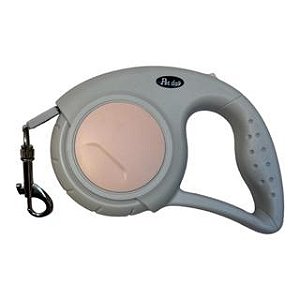 Guia coleira retrátil (5 metros) Cor:Cinza => Circulo interno Rosa