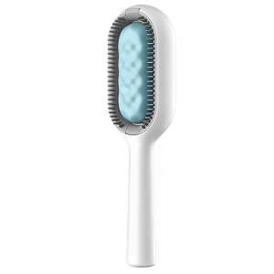 Escova de Limpeza 2 em 1 para Animais de Estimação Depilador Massageador Removedor de pelo - Azul