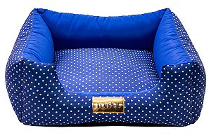 Cama Quadrada para Cachorro ou Gato Luppet Luxo Azul Poa Tamanho:G