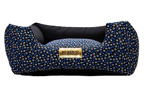 Cama Quadrada para Cachorro ou Gato Luppet Luxo Azul Ossinho Tamanho:M