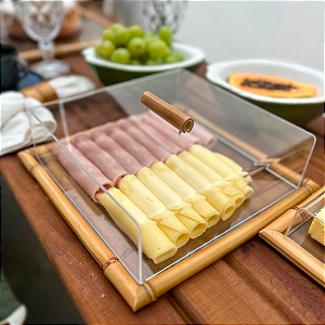 Conjunto Bambu e Vidro - 26 x 26 x 8 cm