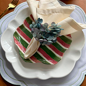 Prato Flor Listras Sobremesa Natalino