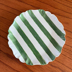 Prato Flor Listrado Sobremesa Natalino - Verde