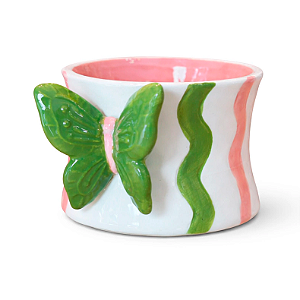 Caneca Borboleta Rosa e Verde