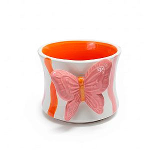 Caneca Borboleta Rosa e Laranja