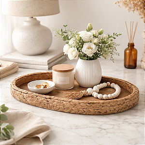 Bandeja Oval Decorativa - 3 x 39,5 x 28,5 cm