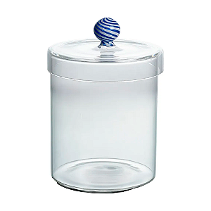 Pote Candy Azul em Vidro - 15 x 11 x 11 cm