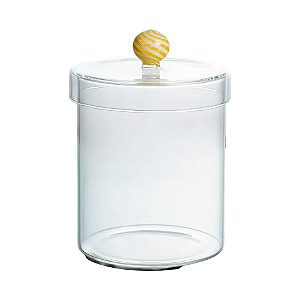 Pote Candy Amarelo em Vidro - 15 x 11 x 11 cm