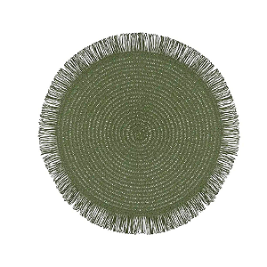 Jogo Americano Trançado com Franjas Verde – 38 cm
