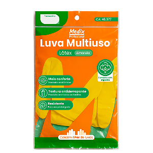 Luva MULTIUSO Latex Amarela TAM G Medix CA 46997