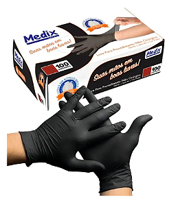 Luva de NITRILO Preta Uso GERAL G caixa C/ 100 un