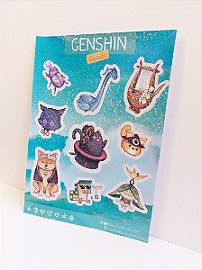 [Cartela de Adesivos] Genshin Goods