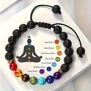 PULSEIRA AJUSTÁVEL COM CHAKRA CURATIVO E PEDRAS NATURAIS
