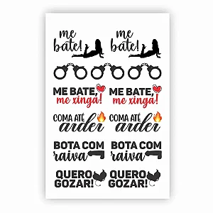 Cartela De Tatuagem Temporária Sexy Tattoo Me Bate Sedux