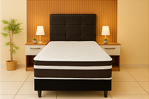 Cama Box Conjugado Solteiro Spring Molas 88x188 - Marrom