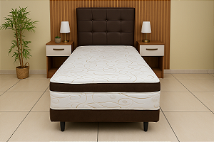 Cama Box Conjugada Luxo Solteiro - Marrom