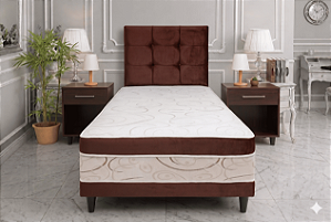 Cama Box Conjugada Luxo Solteiro - Marrom