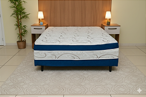 Cama Box Conjugada Luxo Azul – Casal