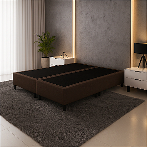 Base King Size Bipartido 193x203 Suede - Marrom