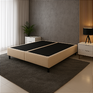 Base Box Bipartido King Size 193x203 Suede - Bege
