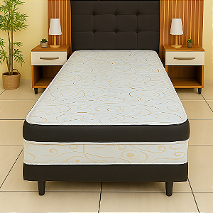 Cama Box Conjugado Solteiro Ortopédica Luxo 88x188x32 - Preto
