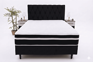 Cama Box Conjugada Spring Molas Casal – Preto