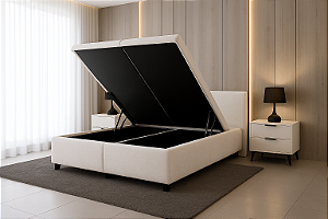 Base Baú Queen Suede - Branco