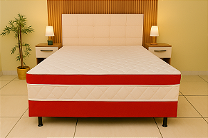 Cama Box Conjugado Casal Spring Molas 138x188 – Vermelho