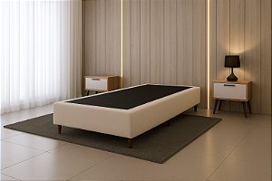 Base Box Solteiro Suede - Branco
