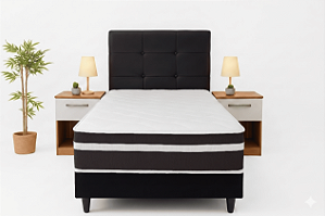 Cama Box Conjugada Spring Molas Solteiro - Marrom