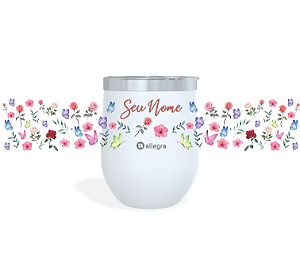 Cuia Térmico Custom Little 360ml - Borboletas e Flores Delicadas