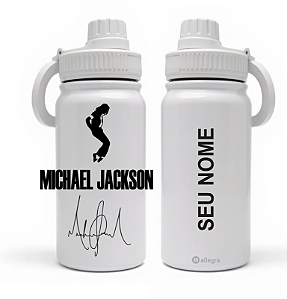 Garrafa Térmica Custom Life 600ml - Michael Jackson Autógrafo - Só para fãs