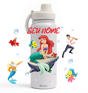 Garrafa Térmica Custom Ice 800ml - A Pequena Sereia Ariel & Amigos