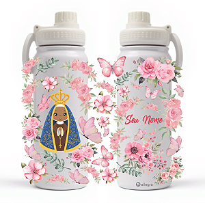 Garrafa Térmica Custom Ice 800ml - Nossa Senhora Garden (Rosas e Borboletas)