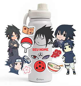 Garrafa Térmica Custom Ice 800ml - Sasuke Uchiha Ninja Stickers