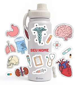 Garrafa Térmica Custom Ice 800ml - Medicina & Saúde (Sticker Art)