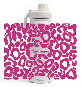 Garrafa Térmica Custom Ice 800ml - Pink Leopard (Onça Rosa)