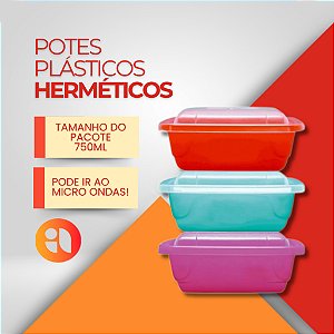 Kit 10 Potes Organizadores Quadrados 750ml – Escolha Sua Cor