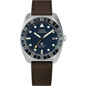 Relógio Masculino Timex Expedition Pioneer Automático TW2Y87500 41mm Pulseira Couro