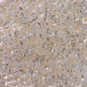 Miçanga Jablonex Transparente com miolo prata 6/0