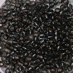 Miçanga Jablonex Preto Transparente com miolo prata 6/0