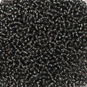 Miçanga Jablonex Preto Transparente com miolo prata 0/9