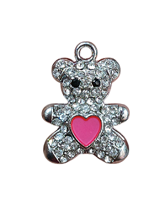 Pingente de Strass Urso Coração